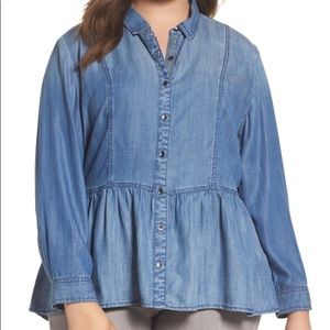 Caslon denim peplum top 1X